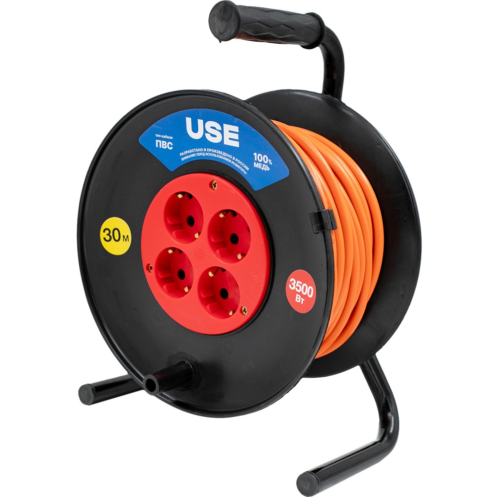 Удлинитель USE ПВС 3500 Вт 50м на катушке без заземления   USE303-028