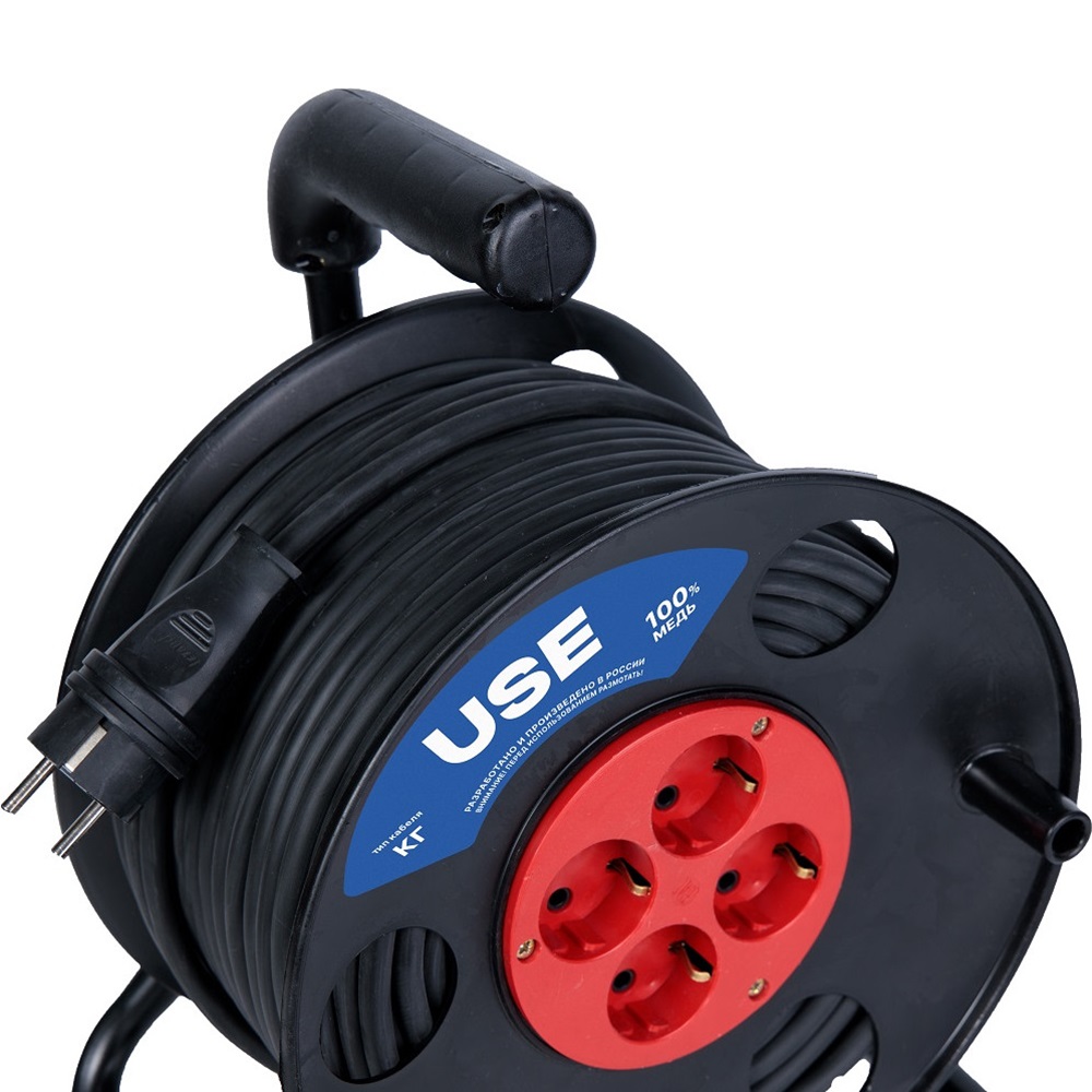 Удлинитель силовой USE КГ 4000 Вт 50м на катушке с заземлением   USE303-042