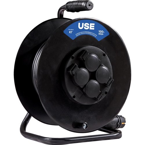 Удлинитель силовой USE КГ 4000 Вт 50м на металлической катушке IP 44 с заземлением  USE303-048