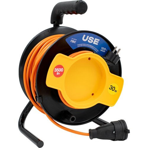 Удлинитель USE ПВС 4000 Вт 50м на садовой катушке с заземлением   USE303-024