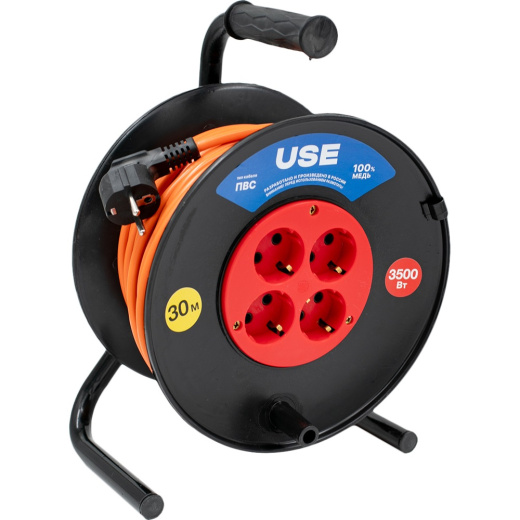 Удлинитель USE ПВС 3500 Вт 30м на катушке с заземлением   USE303-033